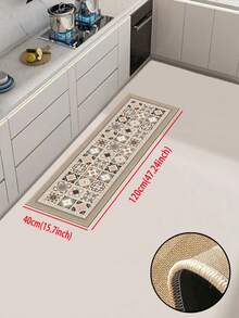 3.5mm Thick Vintage Tile Pattern Kitchen Mat, Soft Rubber Linen Material, Absorbent And Easy To Clean Floor Rug, Suitable For Kitchen, Bathroom, Laundry Room, Entryway And More - Multicolor - View 15