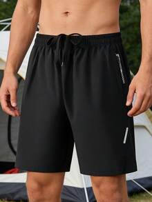 Boyfriend Style Men Casual Sports Outdoor Shorts, Fashion Versatile Hiking Cycling Running Shorts, Spring/Summer - Black - View 1