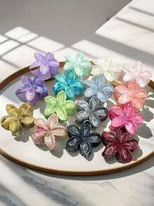 4/5/6pcs Tie-Dye Daisy Flower Hair Clips, Boho Style Marble Pattern Hair Barrettes, Suitable For Any Occasion - Multicolor - View 3