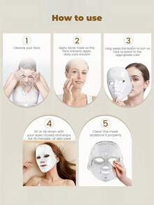 7-In-1 Facial Care Beauty Device, 7-Color LED Facial Care Tool, Automatic Cycling Facial Care Instrument, 7 Working Modes, Designed For Facial Beauty, Built-In 400mAh Rechargeable Battery, Fragrance-Free Portable + Adjustable Elastic Band, Suitable For Home And Travel, Perfect Gift For Mother And Friends - Multicolor - View 11
