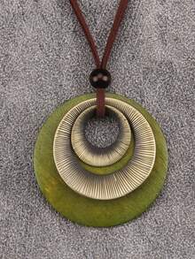 1 chiếc vòng cổ mặt dây chuyền hợp kim xoắn ốc đính hạt tối giản thời trang, dây chuyền dài đa năng, quà tặng trang sức, quà tặng dự tiệc, quà tặng cho mẹ, bạn gái/bạn trai, bạn học. - Hợp kim ren có thương hiệu màu xanh lá cây - Xem 6