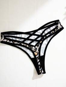 4pcs/Pack Women's Leopard Print Cross-Back Thong Panties - Multicolor - View 6