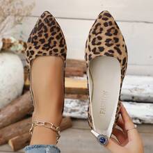Leopard Print Pointed Toe Flat Shoes For Women, Low Vamp Soft Bottom Comfortable Versatile Commuter Shoes - Leopard Print - View 4