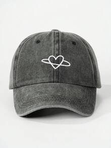 1pc Kids Embroidered Heart Washed Baseball Cap, Adjustable Outdoor Sun Protection Casual Hat Suitable For Boys And Girls, Spring/Autumn Travel Beach Holiday - Baseball Cap - View 8