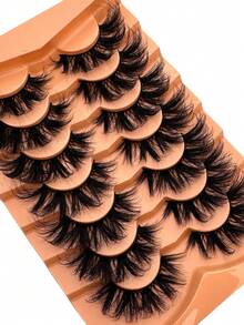 7 Pairs Thick Long Dramatic 3D Faux Mink Eyelashes, Full Strip Lashes, Natural Looking Fluffy Cat Eye Lashes, Russian Volume False Eyelashes - Lông mi Criss Cross - Xem 3