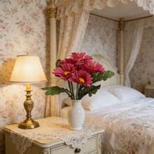 1 ramo de 7 grandes crisantemos artificiales, crisantemos de seda, ramo de margaritas simuladas vibrantes, la opción perfecta para la decoración del hogar y la boda de primavera, adecuado para la oficina, el hogar, la cocina, el balcón y la decoración del jardín - Multicolor - Ver 9