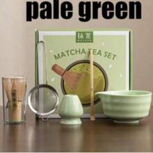 1件/5件套日式抹茶陶瓷碗，含抹茶搅拌器、竹制抹茶勺、抹茶刷，适用于茶道，附赠礼盒