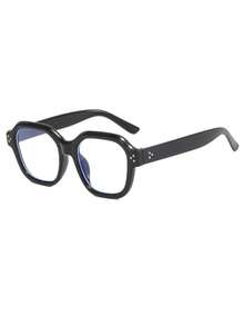 Um Par de Óculos Pretos Retrô de Bolinhas Transparentes, Óculos de Moda Casual Femininos, Adequados para Uso Diário no Escritório, Navegar na Internet e Jogar com Celulares. Óculos Leves de Tamanho Grande, Óculos de Moda com Armação Quadrada, com Cores Tartaruga, Transparente e Preto, Óculos da Moda. - Preto - Visão 4