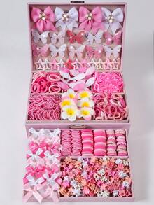 479pcs/Set Girls' Pink Fabric Ribbon Bow Hair Clips, Cute Side Bangs Clips, Simple Fringe Clips, Sweet & Versatile, Non-Damaging Duck Clips, Hair Ties, Suitable For Daily Use And Back To School, Claw Clips, Accessories,Summer,Holiday,Travel,Festival,Party - Multicolor - View 8