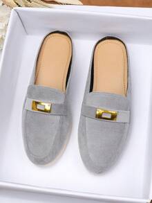 Damen Slip-On Mules, Neue Frühling/Sommer 2026 Outdoor Flache Sandalen, Modische Schlupfschuhe, Große Größen 41-43 - Grau - Übersicht 14