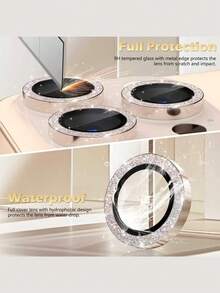 3 miếng - Miếng dán bảo vệ ống kính camera bằng kim loại titan sa mạc sáng bóng, tương thích với iPhone 16 Pro Max, 17 Pro Max, 17, 17 Pro, 17 Air, 16, 16 Plus, 15, 14, Pro Max, 13, 12, 11 Pro Max, kính cường lực AR+AF, độ cứng 9H siêu bền, kiểu dáng nữ tính dễ thương, phụ kiện camera độ nét cao - Tương thích với ốp lưng , quà tặng ngày Valentine. Thích hợp sử dụng hàng ngày, văn phòng, nhà. Miếng dán bảo vệ camera điện thoại chống nước, chống sốc, chống rơi, chống trầy xước, chống pha lê lấp lánh. - màu nâu - Xem 2