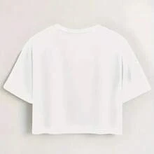 Women's Cropped T-Shirt With Cute Panda Print, Short Sleeve Top With Soft Design, Great For Casual Wear - trắng - Xem 2
