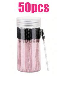 100 Pcs Disposable Crystal Eyebrow Spoolies Brush For Eyelash Extensions, Lash Brushes With Container, Pink Stick Black Head,Pink - Multicolor - View 9