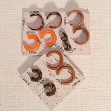 6件/12件/18件套装 亚克力树脂醋酸纤维 C形耳环 时尚首饰组合 - 彩色 - 查看 9