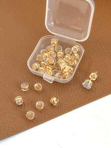 10pcs/Box Silicone Anti-Lost Earplug Earrings Accessories, Fashion Daily Use Secure Ear Plugs Backs - Yellow Gold - View 7