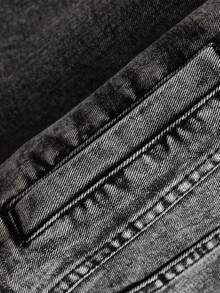 2026 Spring & Autumn New Men's Thick Denim Jacket, Washed Black & Gray Casual Denim Jacket, Street Style - Grey - View 4