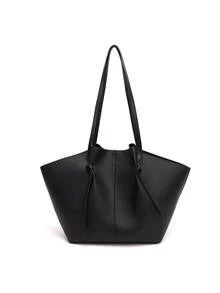 Dedoo Fashionable Large Capacity Trapezoid Design Lock Closure Women's Shoulder Bag, Luxury PU Leather Handbag, High-Quality Underarm Bag - Black - View 9