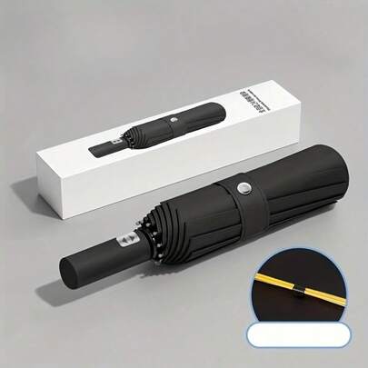 1pc Automatic Open/Close Windproof Umbrella, All-Weather Frame Design, Essential For Business Travel, Luxurious Style, Wind-Resistant Folding Umbrella, Fashion Accessory, Specially Designed For Professionals