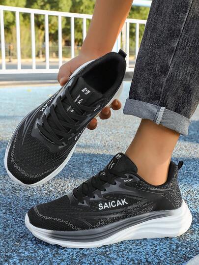 أحذية رياضية خفيفة الوزن وعصرية للرجال - مريحة، مانعة للانزلاق، قابلة للتنفس. أحذية جري ماصة للصدمات، أحذية كاجوال بنظام ربط، أحذية تنس خفيفة الوزن، نعل أوسط منخفض، مناسبة للارتداء طوال اليوم