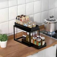 1 pieza Estante de doble capa, Escurridor de especias de cocina, Estante de almacenamiento para baño/sala de estar, Organizador multiusos para fregadero - Multicolor - Ver 1