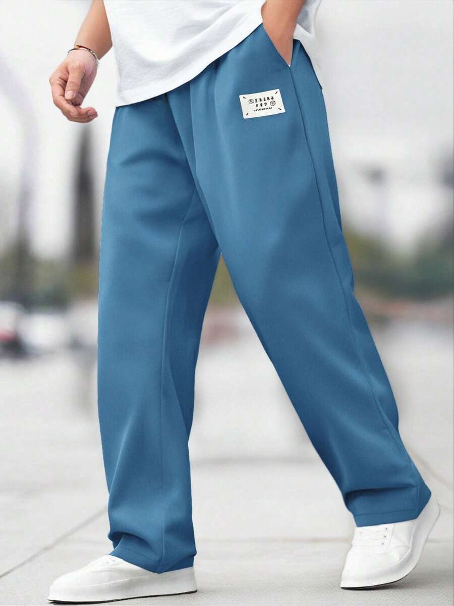 Plus Size Men's Lightweight Breathable Loose Casual Pants, Suitable For Shopping, Dates, And Daily Wear, Summer Spring Sports Fall - Navy Blue - View 1