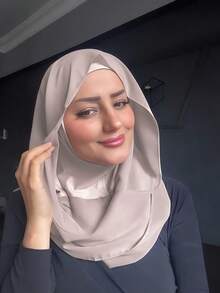 1件拉法帽头巾，一体式头带头巾，无缝针织头巾，可遮盖颈部，轻盈弹力面料，适合祈祷、旅行、工作、日常佩戴 - 灰米色 - 查看 5