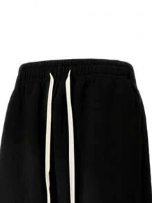 Women's High Waist Drawstring Straight Leg Maxi Pants, Suitable For Daily Wear, Work, Travel And Casual Occasions - Black - View 3