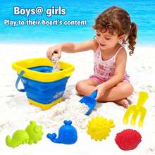 7pcs Beach Toy Sand Toy Set, Kids Sand Box Toys Include Whale, Starfish, Shell Models, Beach Tool Set, Bucket With Mesh Bag, Shovel And Rake, Suitable For Boys And Girls Over 18 Months. Small Size Suitable For Backyard Parties, Summer Trips, Beach - Multicolor - View 6