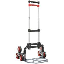 HOMCOM Folding Stair Climbing Trolley, 6-Wheel System, 70 Kg Load Capacity, Aluminum, Red