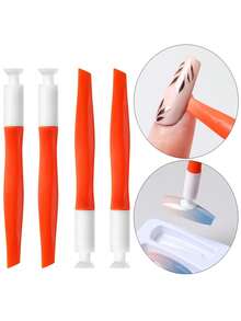 2/4pcs Multi-Functional Vacuum Nail Art Pen - Professional Nail Care Assistant, Easy To Paste And Apply Base Coat, Odorless, Orange & White Design, Precise Manicure, Accurate Nail Painting | Ergonomic Design | Durable Plastic Structure - Multicolor - View 8