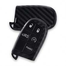 Carbon Silicone Car Key Cover Case For Dodge Ram Charger Journey Durango Grand Cherokee Chrysler Keyless Fob Shell Holder - black - View 5
