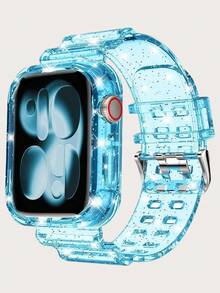 Glitter Bling Jelly Clear Band Case Compatible With Apple Watch Band With Bumper Case 49mm 46mm 45mm 44mm 42mm 41mm 40mm 38mm, Hard Crystal Clear Sport Strap Compatible With IWatch SE Ultra 3 2 Series 11 10 9 8 7 6 5 4 3 2 1 For Boy Girl Hollow No Include Watch - Multicolor - View 43
