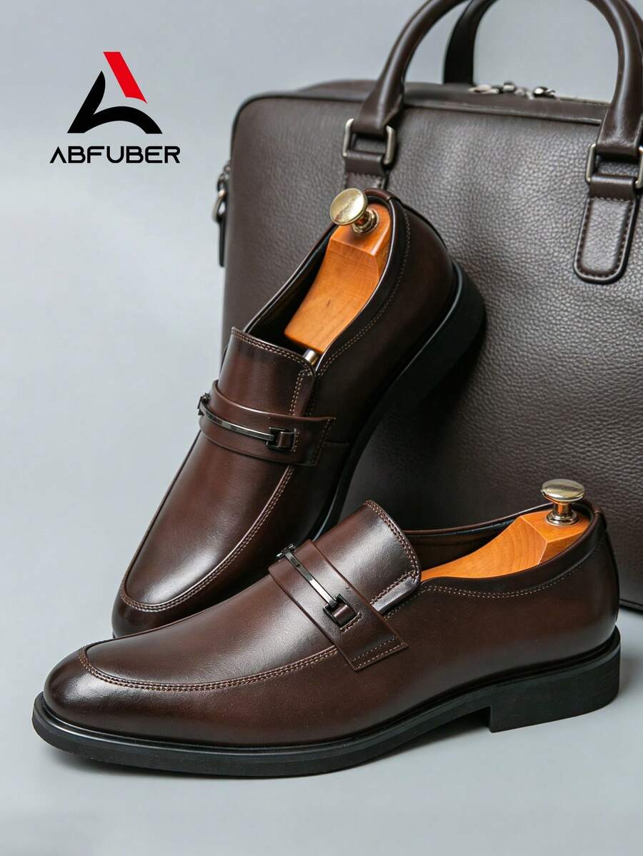 Abfuber Mocasines de estilo retro clásico para hombres, zapatos elegantes para caballero, parte superior transpirable de unicolor, suela antideslizante, adecuados para uso diario casual, negocios, ocasiones formales, graduación, boda, fiesta, primavera/verano/otoño. Se recomienda pedir una talla talla grande grande para uso formal/de negocios formales - Marrón - Ver 1