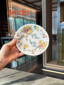 6/8/10 Inches Autumn Floral Ceramic Plates, Dessert Plates, Dinner Plates, Home Serving Plates, Fruit Plates, Snack Plates, Nut Plates, Appetizer Plates, Party Supplies, Hotel Tableware, Elegant Gifts - Multicolor - View 13