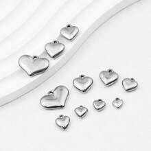 4pcs Stainless Steel Heart Shaped Single Hole Pendant Beads, DIY Jewelry Making, Handmade Beading Craft Supplies - DIY - View 2