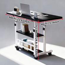 Adjustable Height Movable Caster Desk - Heavy Duty Foldable Computer Desk With Storage Shelves, Wood/Metal Frame, Space-Saving, Suitable For Offices, Bedrooms, Dormitories, Small Spaces - Easy Assembly Without Tools, Modern Desk, Plywood Tabletop, Sturdy Small Workbench, Apartment Living - màu đen - Xem 2