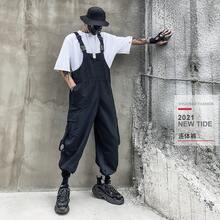 Street Style Men's Vintage Loose Casual Plus Size Hip Hop  Cargo Pants Suspender Jumpsuit Men's Set - màu đen - Xem 6