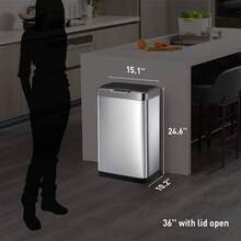 Mirage - Bote de Basura Rectangular con Sensor de Movimiento sin Contacto de 50 litros, Acabado de Acero Inoxidable Cepillado - 50 litros - Ver 7