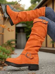 Over-The-Knee Boots, Focusing On A Stylish Commuting Style - 橘色 - 查看 3