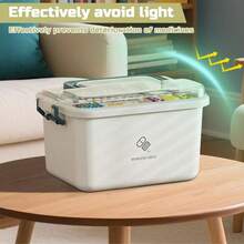 1个PP材质双层可锁药品收纳盒，超大容量家用急救药盒，居家必备，方便收纳，可选配药盒套装 - 多色1 - 查看 6