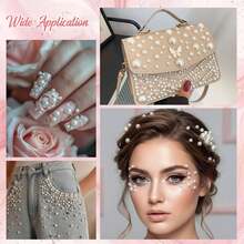 3pcs 3D Pearl Stickers, Rhinestone Stickers, Self-Adhesive Stickers, Diamond Decorations, Pearl Hair Decorations, DIY Accessories, Halloween, Christmas, Valentine's Day Gifts, Acrylic Multifunctional Hair Accessories, Nail Art Decorations, Makeup Decorations, Hairstyling Tools Set, Suitable For Women's Parties, Bridal Weddings - Multicolor - View 8