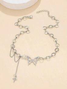 Collar con colgante de mariposa - plata - Ver 2
