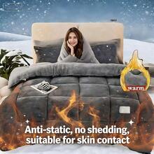 New Thickened Double-Sided Snowflake Fleece Milk Fleece Warm Plaid Quilt, Suitable For Various Festivals And Bedroom Styles, Easy To Clean, Anti-Static, Solid Dark Color Dirt-Resistant And Lightweight, Single/Double Size Options, Suitable For Dorms, Hotels, And Bedrooms - Navy Blue - View 11