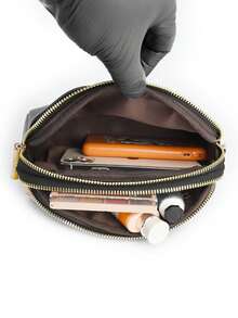 新款时尚经典小丑字母装饰设计单肩包，多层方形包，复古包，优雅手提包，商务通勤包，购物、通勤和节日礼物的完美之选 - 黑色 - 查看 4