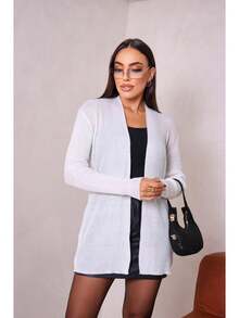 Sarah Ribbed Knit Cardigan Long Sleeve Jacket - màu đen - Xem 4