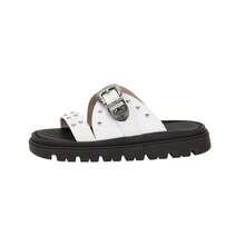 Women's Platform Sandal With Blogger Style, Soft Platform Sole, Moleca 5504.103, Beach Style With Buckle. - 黑與白 - 查看 6