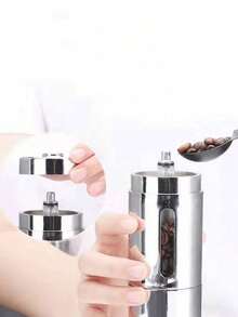 1pc Manual Coffee Grinder, Stainless Steel Handheld Coffee Bean Grinder, Small Portable Home Use - Silver - View 7