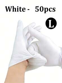 100/50/4只装 白色无粉丁腈一次性手套，不含乳胶，家用清洁手套，适用于家庭清洁、美发沙龙、宠物美容、DIY手工、浴室和厨房清洁（袋装） - 白色 - 查看 13