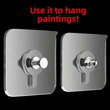 60/30/20/10/1 Translucent Photo Frame Strong Adhesive Hooks, No Drilling Required, Hole-Free And Traceless Load-Bearing Hooks, Strong Adhesive Hooks, Removable, Transparent, Waterproof, Rustproof, Suitable For Clothes, Hats, Tableware, Shoes, Accessories, Kitchenware, Bags, Etc - Multicolor - View 2