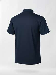 GRDR Men's Fashionable Mock Neck Short Sleeve T-Shirt | Exquisite Design | Summer Essential | Easy To Match | Showcase Your Style - Navy Blue - View 3